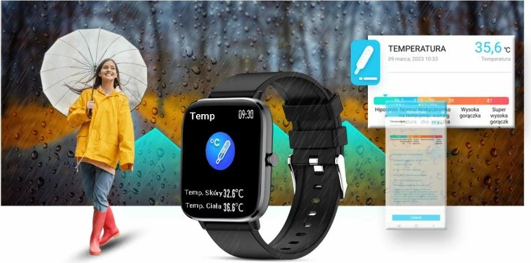 Smartwatch Giewont për femra, i zi