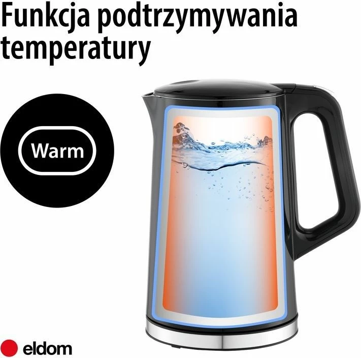 Çajnik elektrik pa kabllo ELDOM C540 Jetty, i zi, 1.7 L
