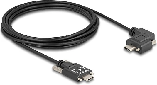 Kabllo USB-C DeLOCK USB 2.0, 3 m, PD 3.0 60 W, me vida, e kënduar majtas/djathtas, e zezë