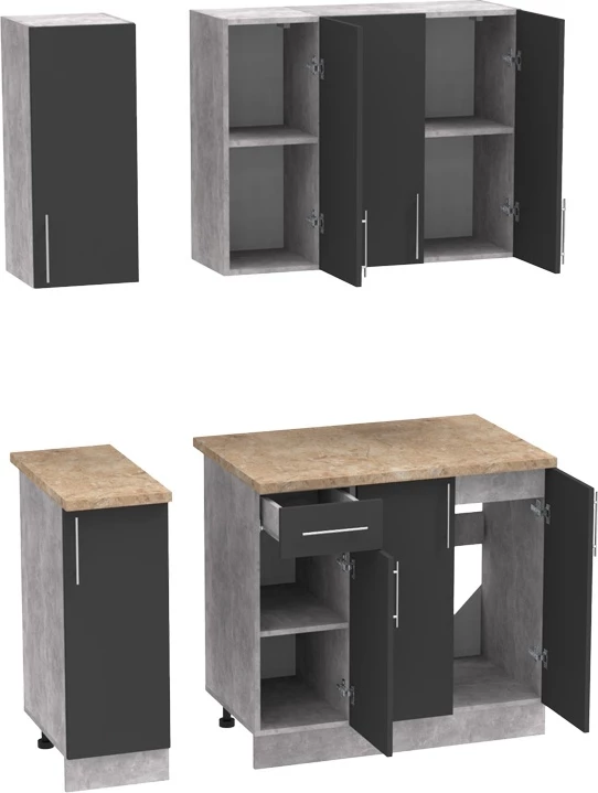 Njësi kuzhine Festa II melamine, ngjyrë gri e errët dhe sipërfaqe tavoline ngjyrë sonoma, 120x60x85cm