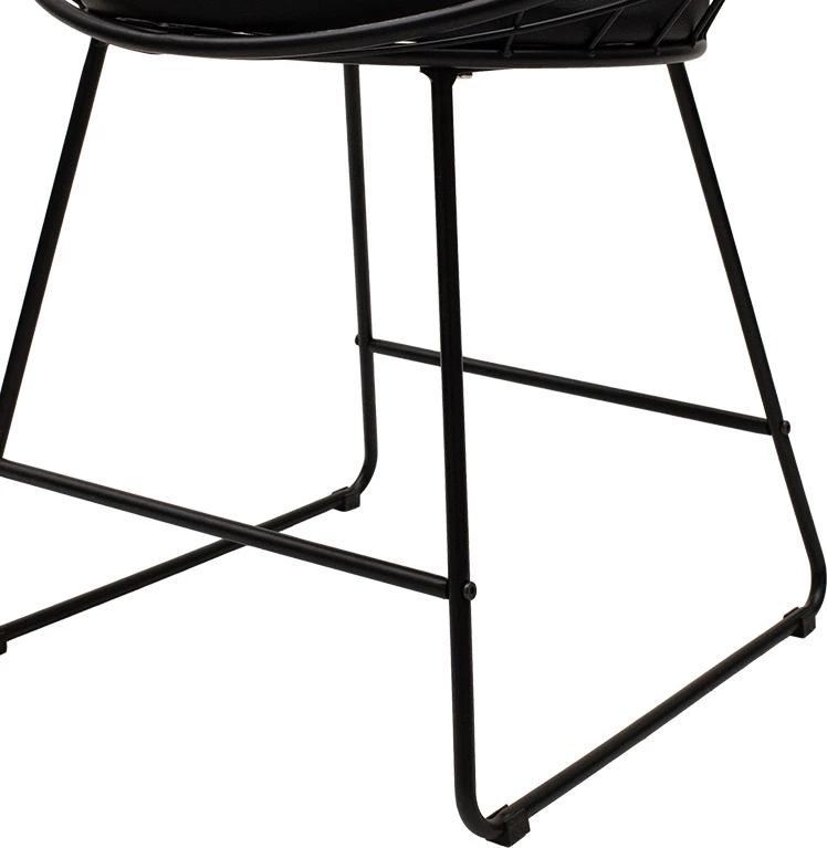 Karrige me metal të zi dhe jastëk PVC të zi