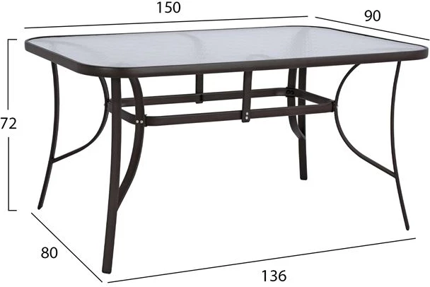 Tavolinë metalike ngjyrë kafe 150x90x72 FH5145.02 6