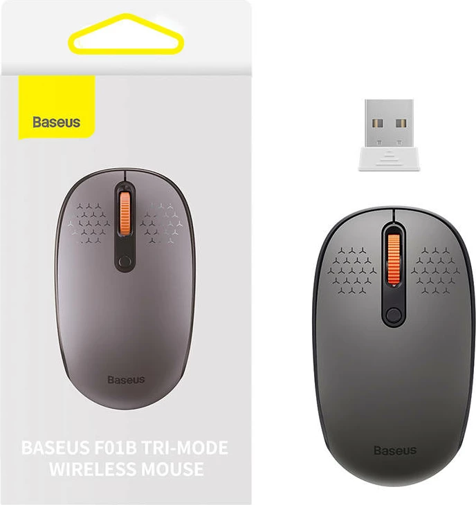 Maus wireless Baseus F01B Tri-mode, 1600 DPI, gri