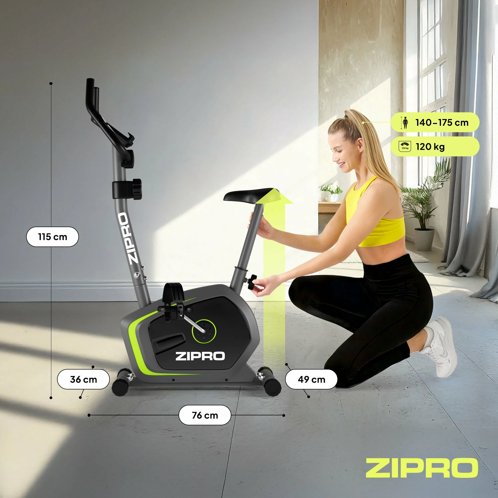 Biçikletë stacionare Zipro Drift magnetike, volant 6 kg, 8 nivele, max 120 kg, e zezë