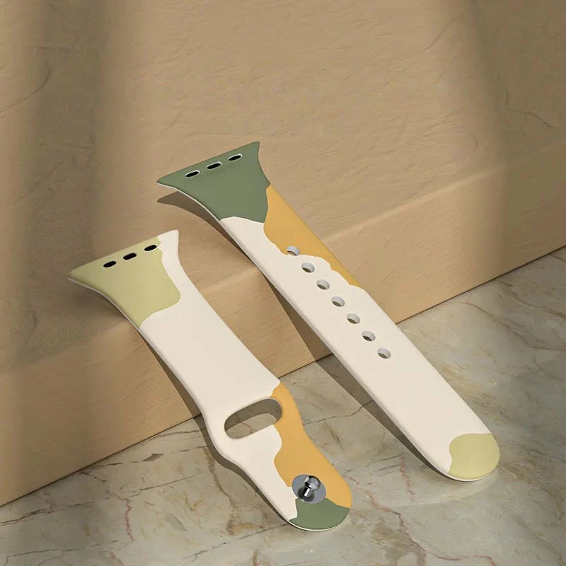 rrip silikoni Smartwatch Hurtel Strap Moro Band Pattern 1, për Apple Watch 49/45/44/42 mm, kamuflazh bezhë-kuqe-portokalli