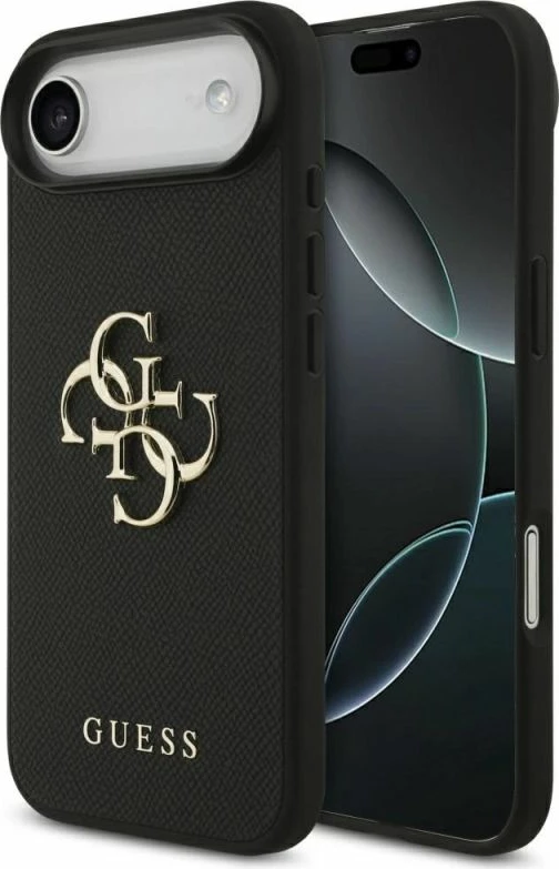 Kapak telefoni Guess Grained Big 4G & Classic Logo për iPhone Air, i zi