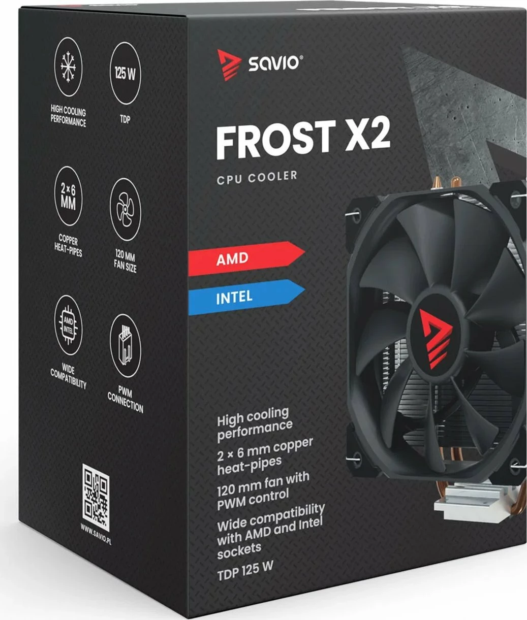 Ftohës CPU Savio Frost X2 120 mm, TDP 125 W, argjendtë