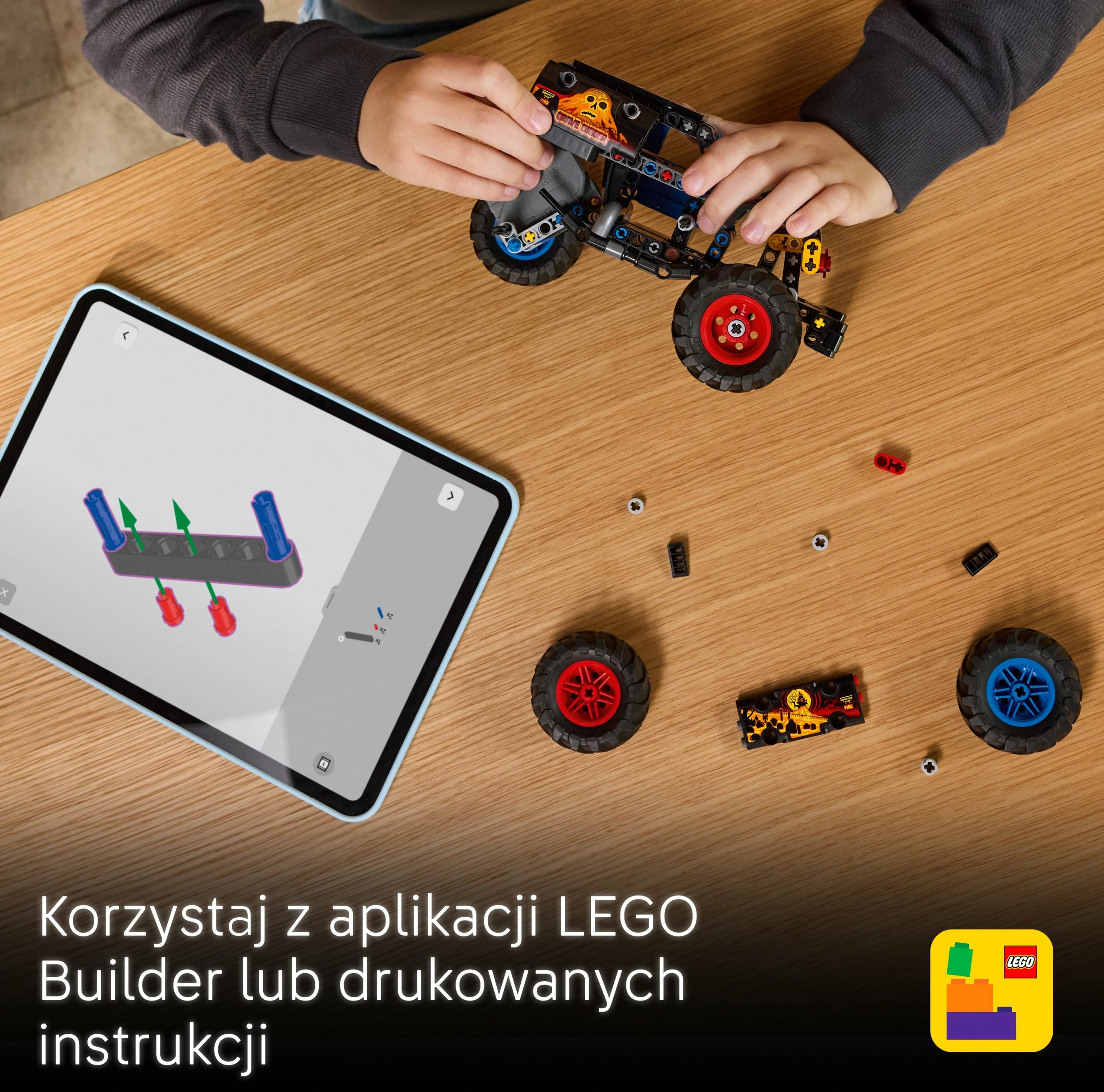 Set ndërtimi LEGO Technic Monster Jam Grave Digger Fire and Ice 42219, 263 copë, pull-back