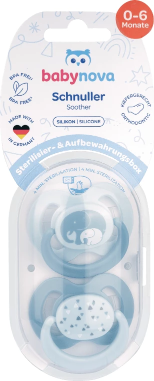 Mema ortodontike me kuti sterilizimi (0-6 muaj) Babynova, 2 copë
