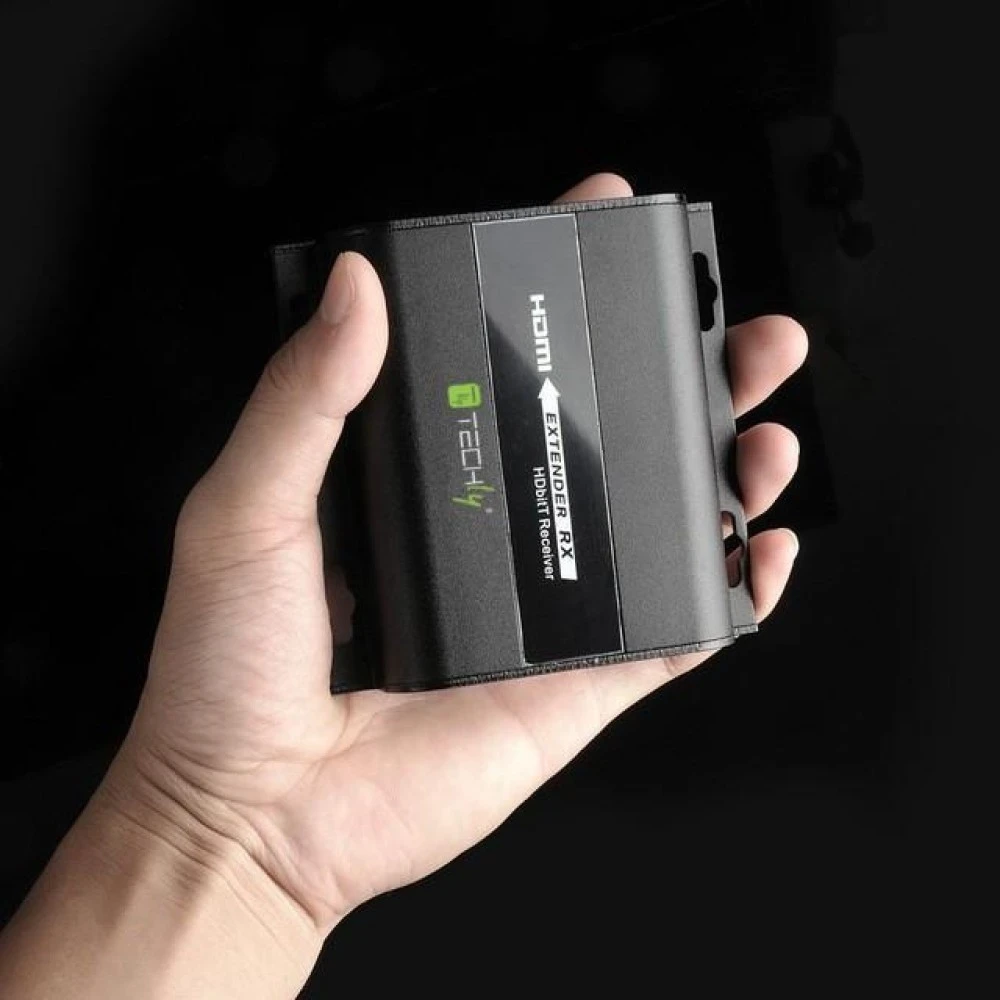 Odbiornik Techly 361865 për extender HDMI 1080p 60Hz HDBitT deri 120m me skrëtce Cat6, IR, i zi