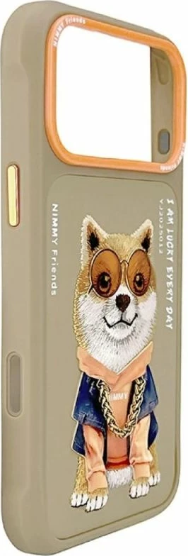 Kapak telefoni Nimmy Glasses Cool Dog për iPhone 17 Pro, bezhë