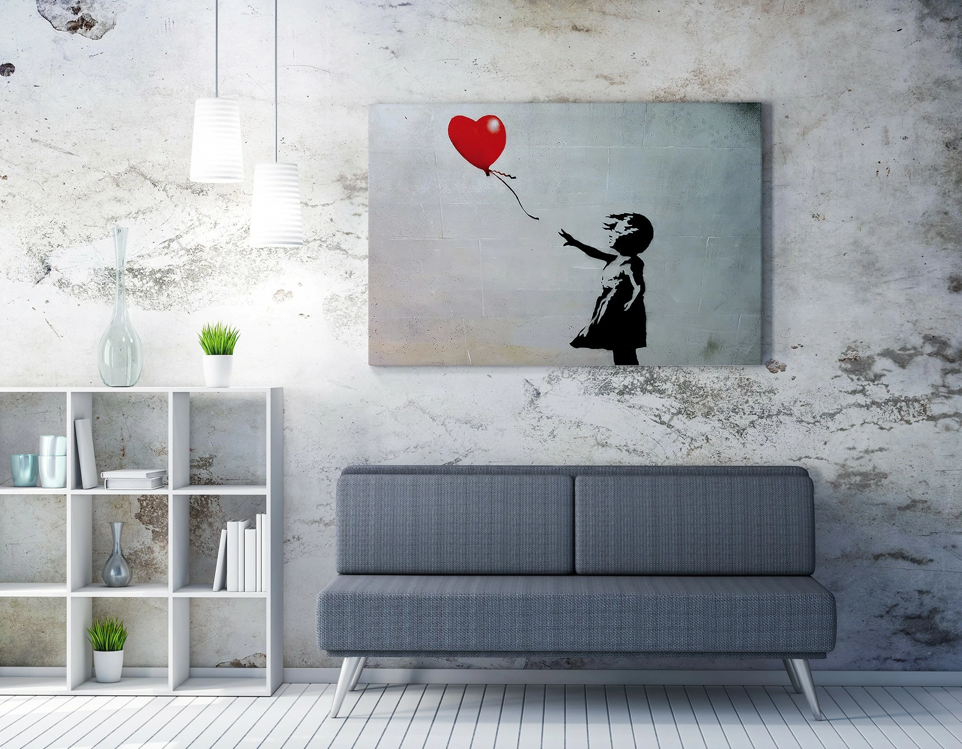 Pikturë dekorative në kanavacë, Girl with Balloon, shumëngjyrëshe, WY06, 70x100cm