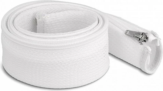 Mbështjellës i thurur për kabllo DeLOCK, 1 m x 50 mm, me zinxhir, rezistent nxehtësisë, i bardhë