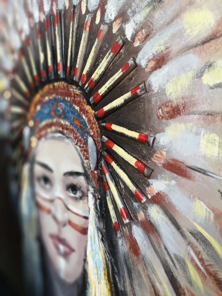 Pikturë dekorative Indian Girl, kanavacë, dru, 90x90x4cm