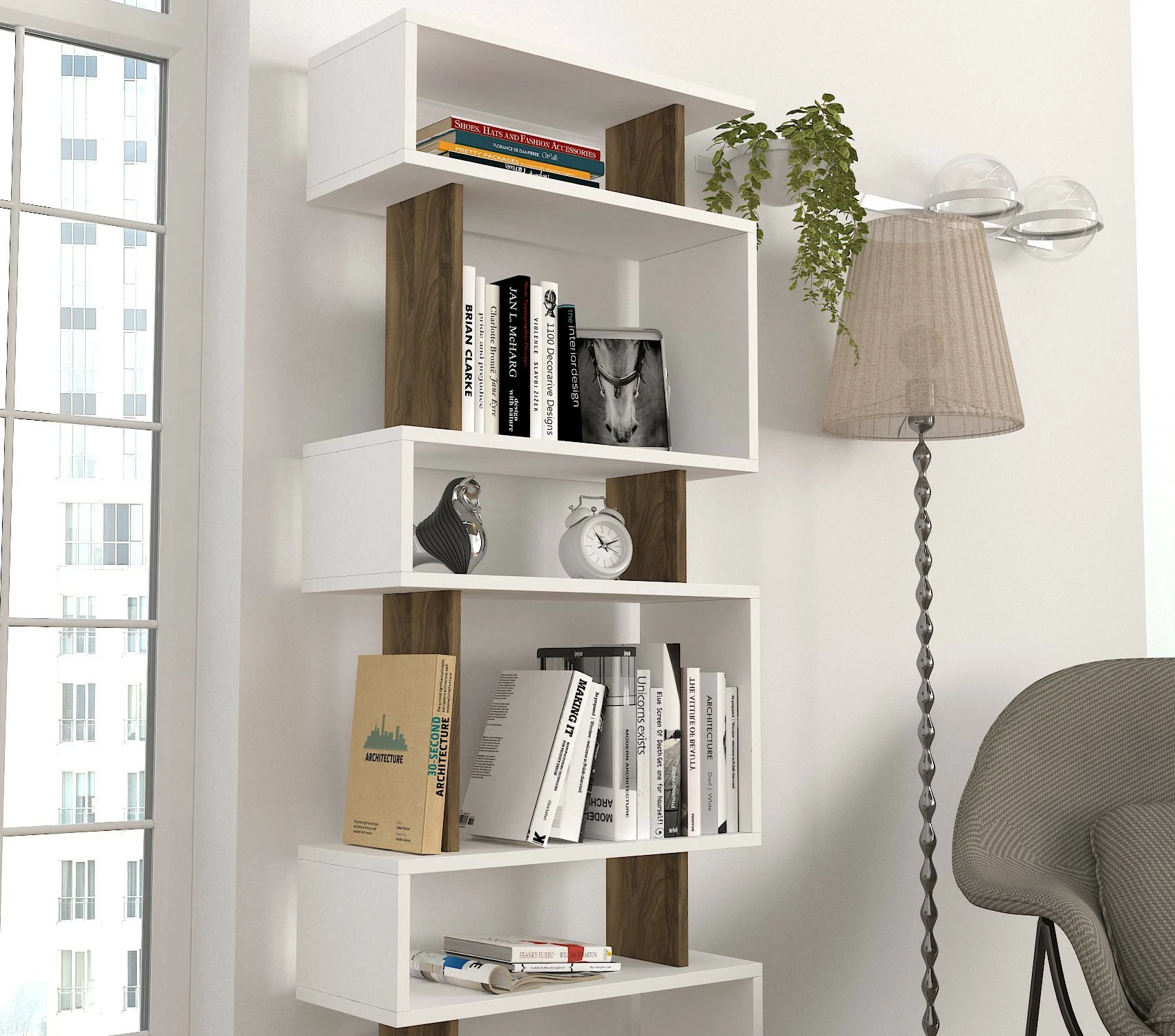 Raft librash Hanah Home, Blok, bardhë-dru arre