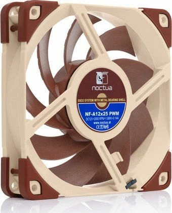 Ventilator PC Noctua NF-A12x25 PWM 120 mm, 2000 rpm, 4-pin, kafe/bezhë, 1 copë