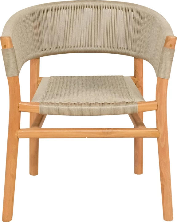 Karrige Kajone, skelet druri tik, ngjyrë natyrale dhe litar PE krem, 62x55x75cm