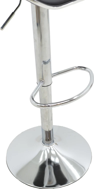 Karrige për bar Jorine, lartësi e rregullueshme, lëkurë artificiale e zezë, bazë kromi, 53x44x114cm, set prej 2 copësh