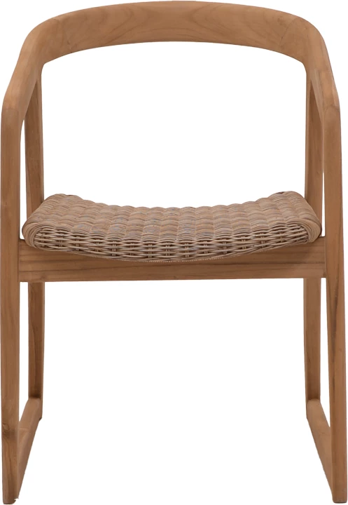 Karrige Somalia skelet alumini me këmbë druri teak, ngjyrë natyrale dhe kafe, 57x62x80cm