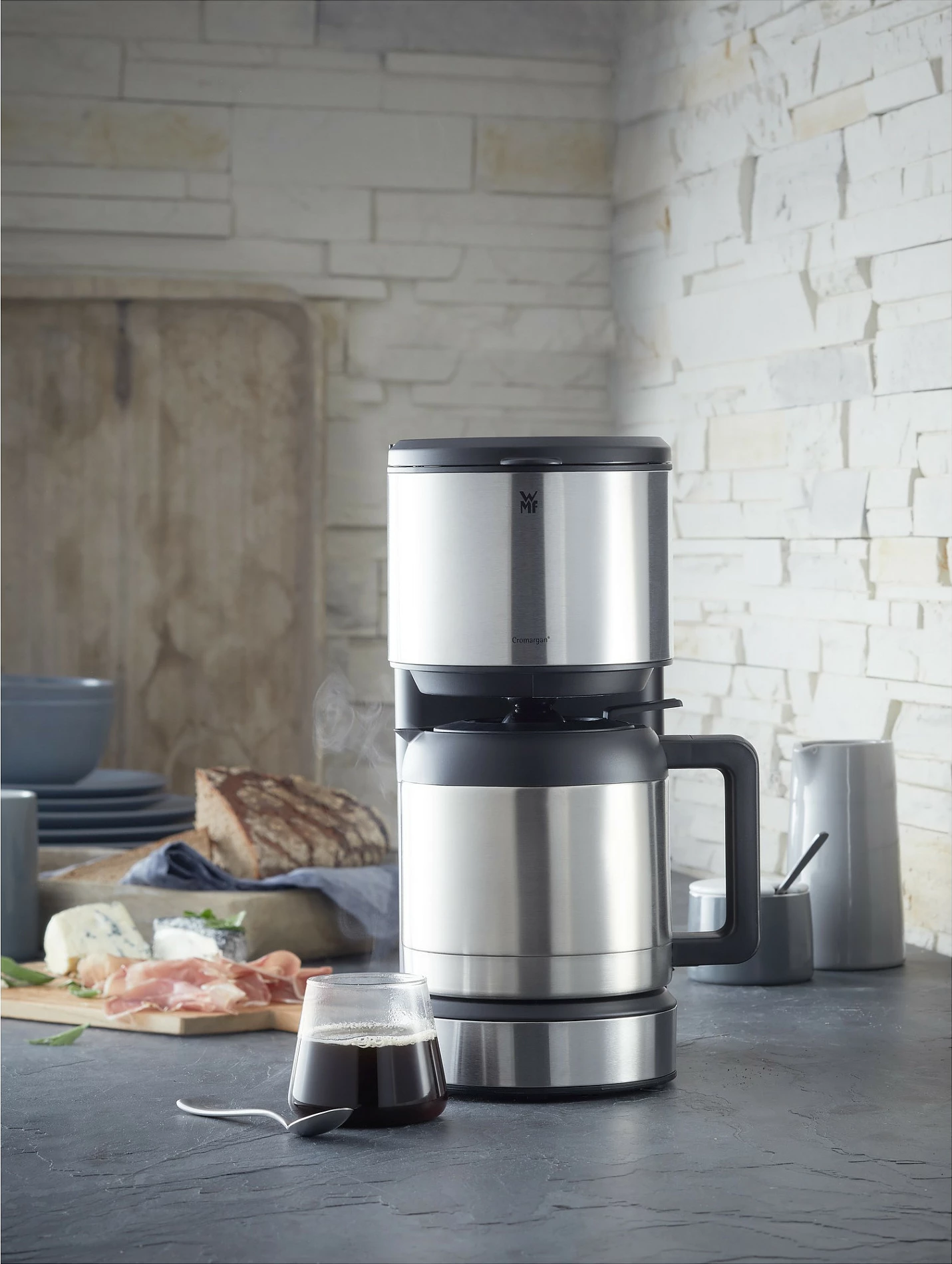 Aparat kafeje me filtër WMF STELIO Aroma 3200000039, 1 L, 8 filxhana, 1000 W, termos, i zi/inox