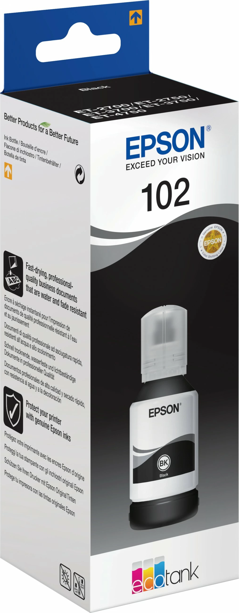 Shishe boje Epson EcoTank 102, Pigment i zi, 127 ml