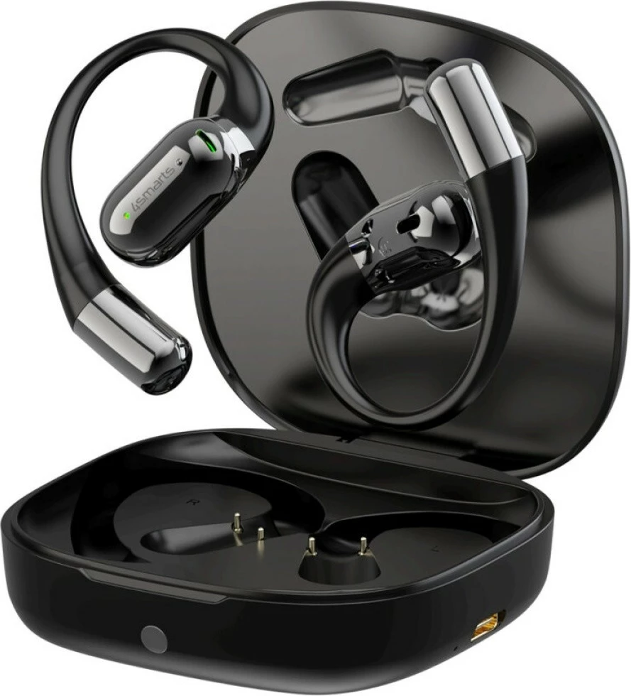 Kufje Bluetooth 4smarts SkyBuds OWS KAT07418, Bluetooth 5.4, ekran AI në kuti, kapëse veshi, kohë pune 28h, të zeza