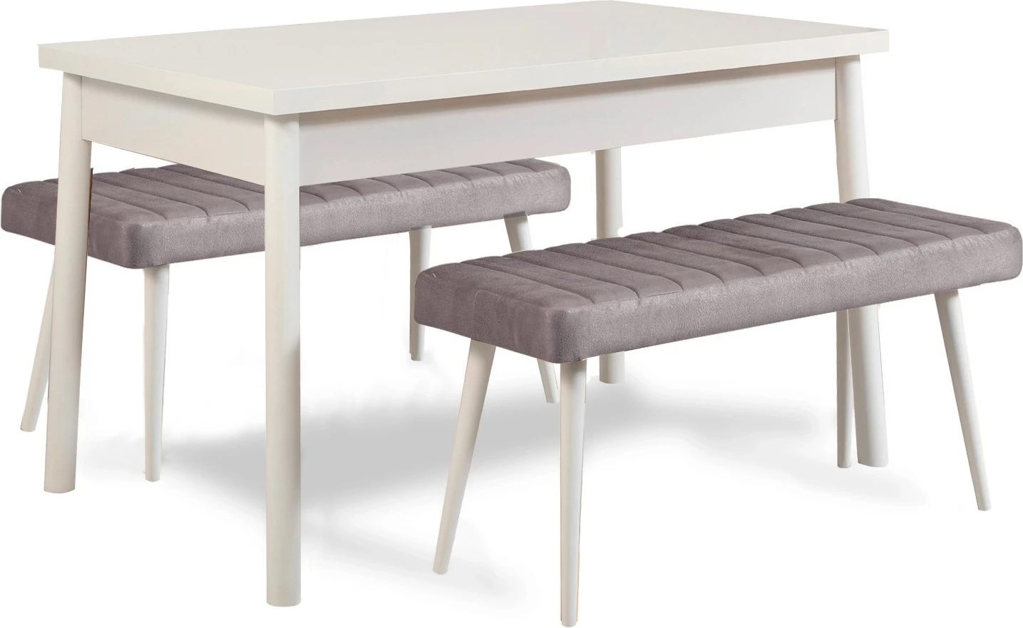 Set tavoline me dy ulëse, ngjyrë e bardhë dhe gri Soho, 3 pjesë, Skye Decor Costa 0701