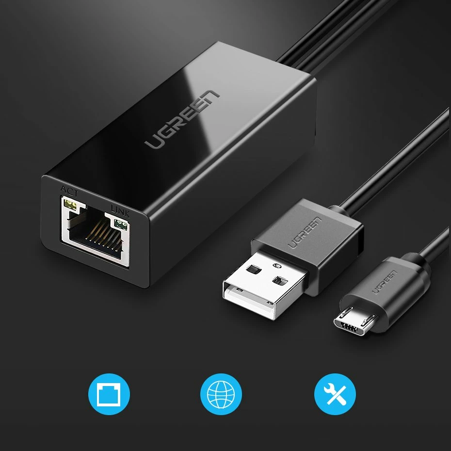 Kartë rrjeti e jashtme Ugreen 30985 për Chromecast, 100Mb/s, 1m, e zezë