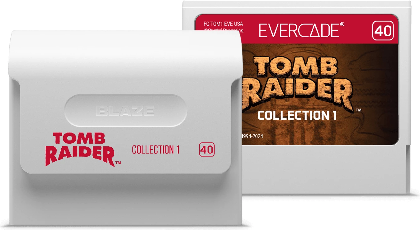 Konzolë lojërash Evercade VS-R 1080p HDMI, WiFi, 2 slota kasetash, me 1 kontrollor + kasetë Tomb Raider Collection 1, gri e errët