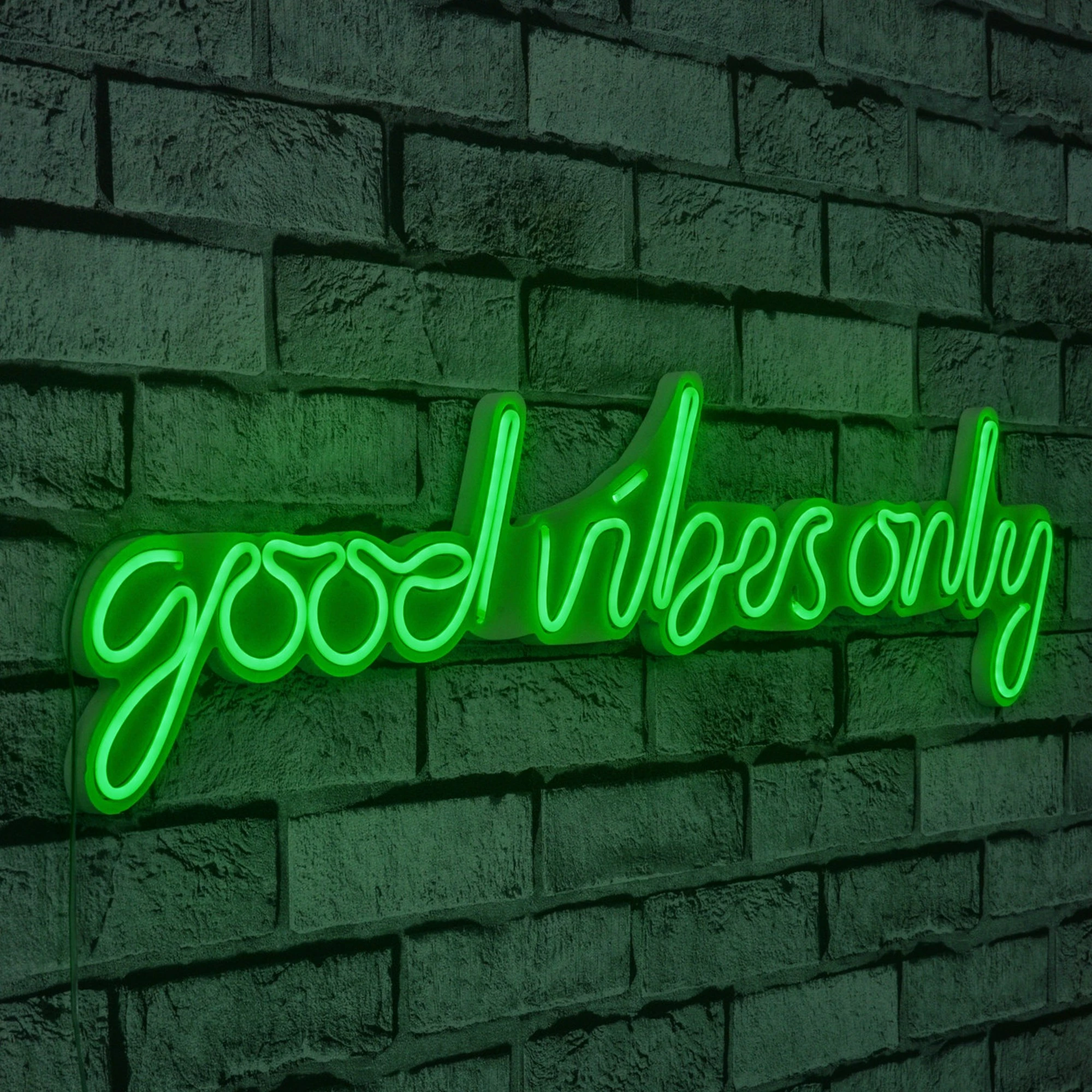 Dritë murale dekorative LED, plastikë, 'Good Vibes Only', ngjyrë e gjelbër