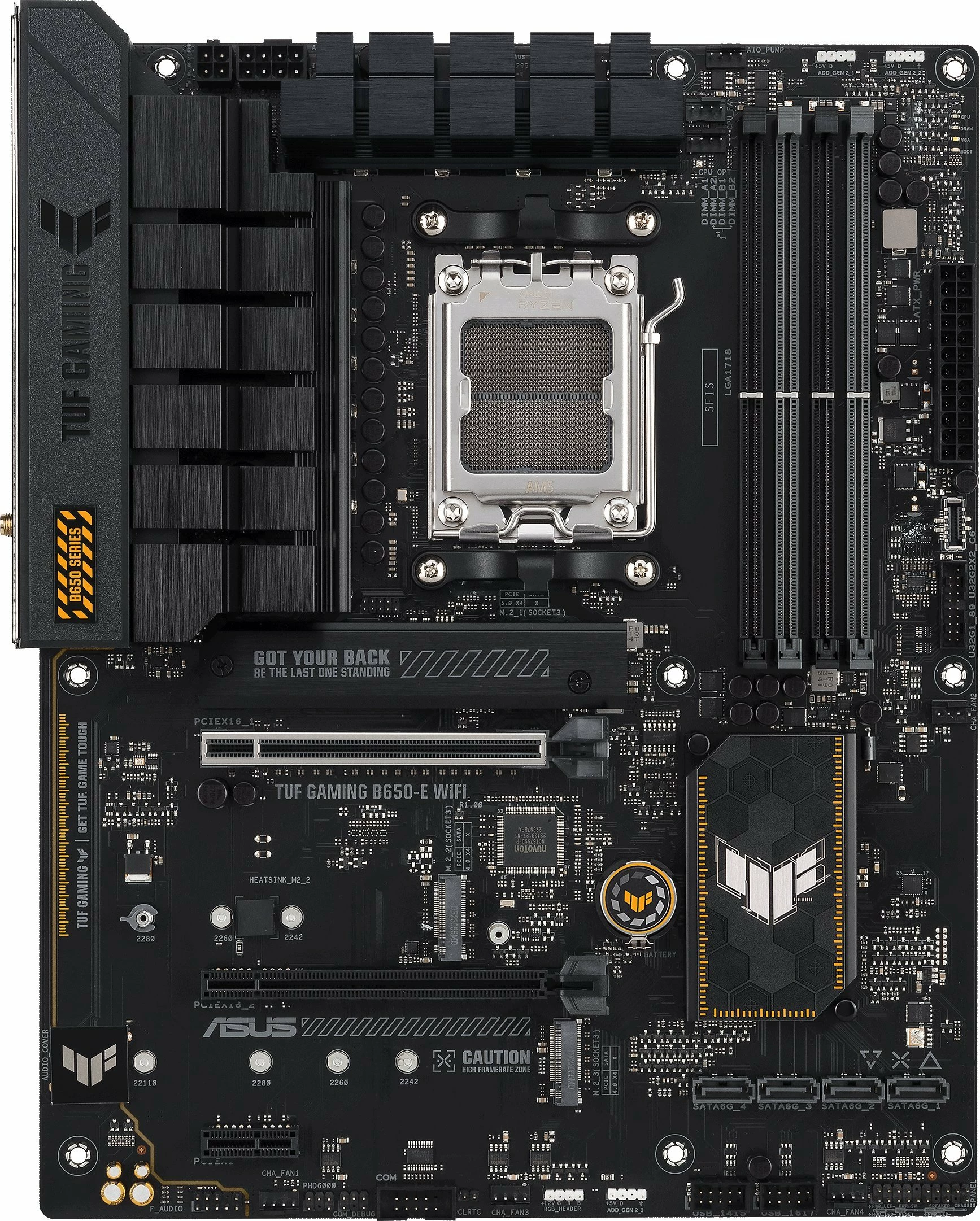 Pllakë amë Asus TUF GAMING B650-E WIFI AM5, ATX, DDR5, Wi‑Fi 6E, Bluetooth, 2.5GbE, e zezë