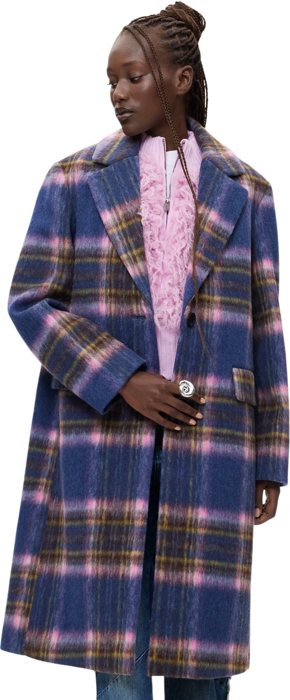 Pallto për femra Desigual CHAQ_CHECKERED 26WWEW30, e kaltër