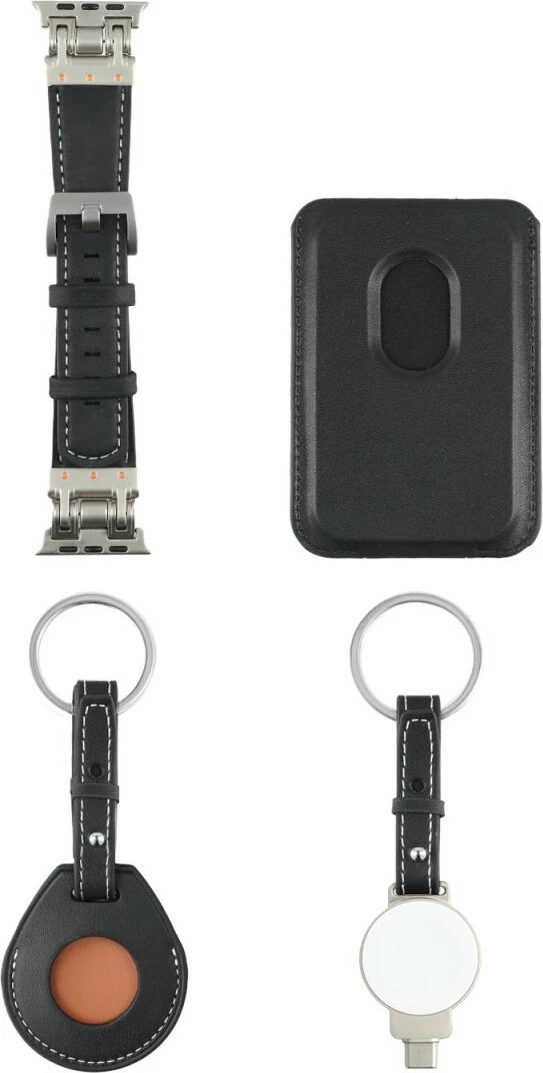 Set aksesorësh 4smarts për Apple, 4 pjesë, lëkurë PU, e zezë