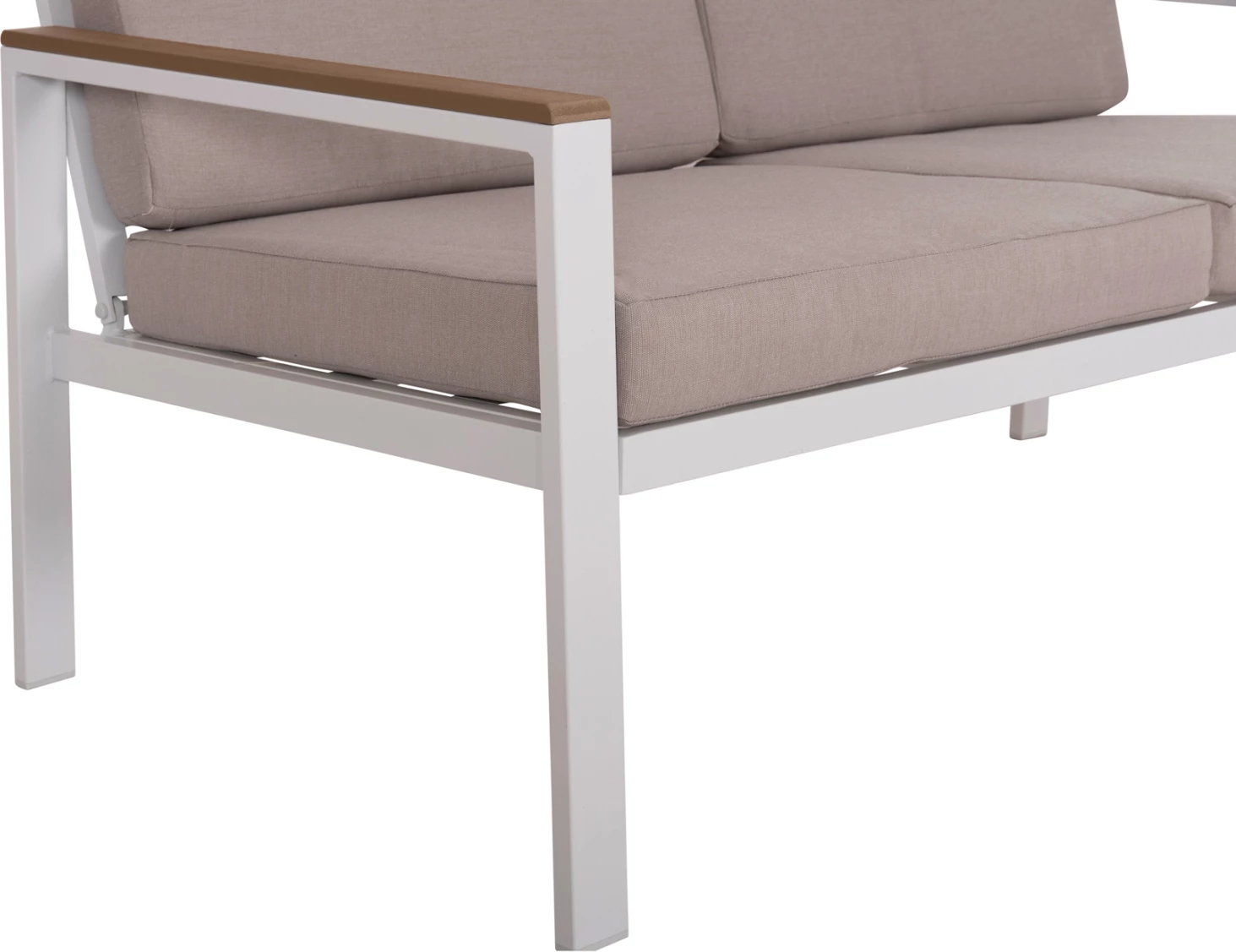 Divan i jashtëm dy vendesh SAFIN, alumin i bardhë, jastëkë bezhë, FH6279.01, 140x70x77cm