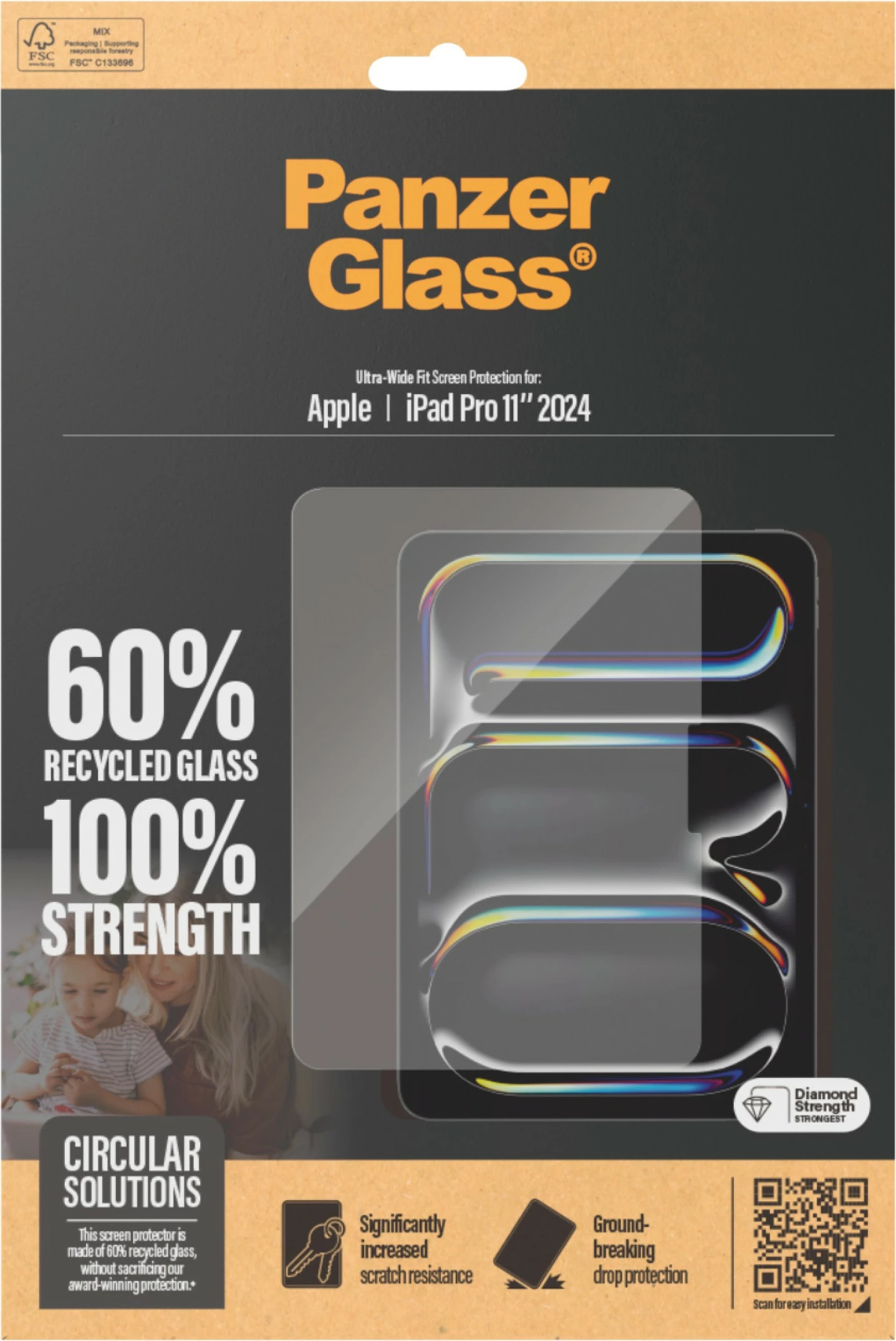 Mbrojtës ekrani PanzerGlass për iPad Pro 11 2024, Ultra-Wide Fit, transparent