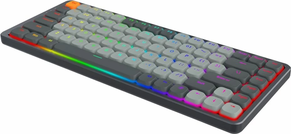 Tastierë mekanike wireless Redragon Azure K652GG RGB Pro K652GG, 75% (84 taste), low-profile, red switch, RGB, tri-mode Bluetooth/2.4GHz/USB, gri e errët