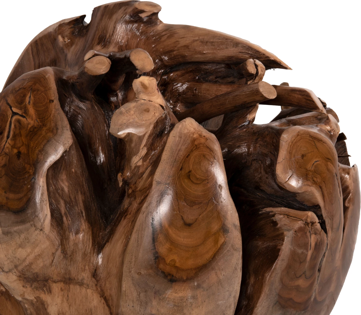 Dekor për dysheme CLEM, sferë prej druri teak masiv, madhësi e madhe Φ50cm