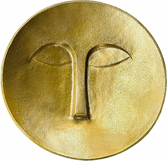 Dekor muri 'Face', alumin i artë, 38x38x8cm