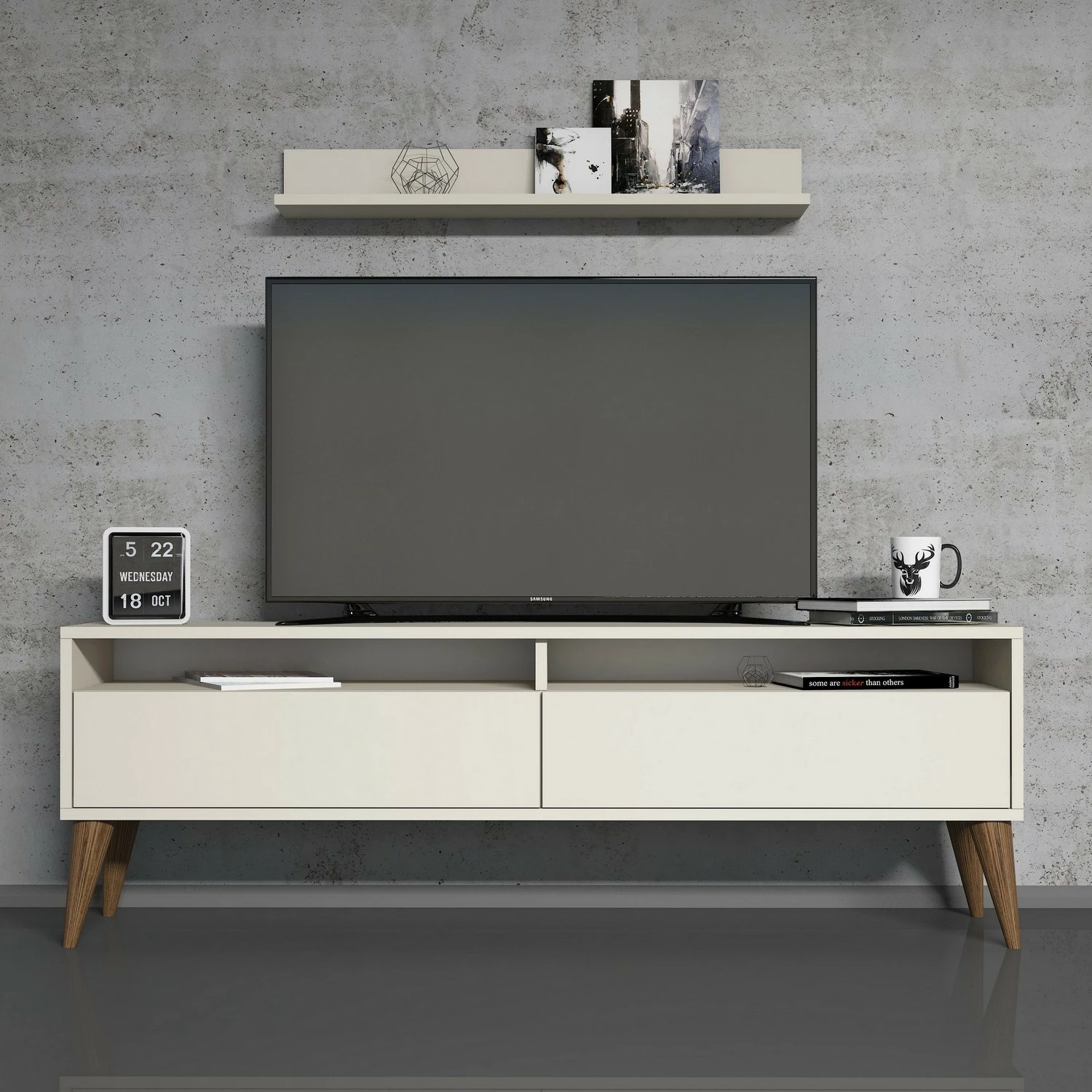 Komodë TV Hanah Home, Best, ngjyrë krem