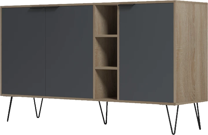 Bufe Balain, sonoma-antracit, 142x35.5x83cm