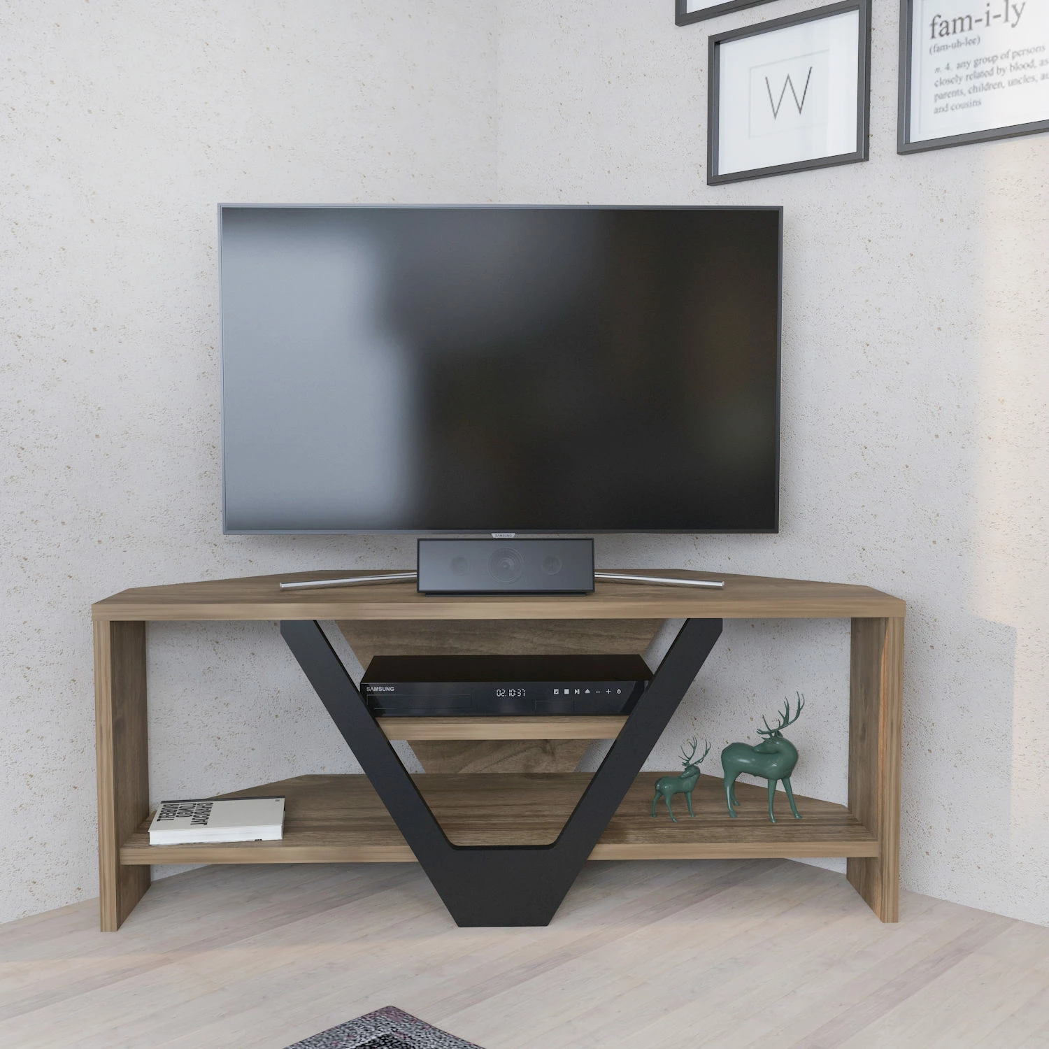 Komodë TV Hanah Home, Karin, ngjyrë arre, e zezë