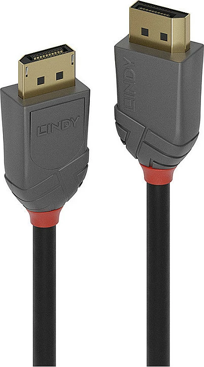 Kabllo DisplayPort LINDY Anthra Line DP 1.4, 1m, 8K@60Hz, e zezë/gri