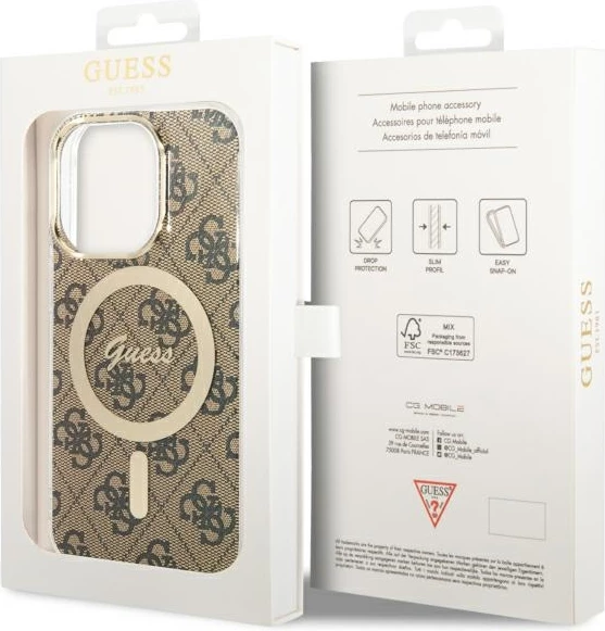 Mbështjellës Guess 4G MagSafe për iPhone 13/13 Pro 6.1", kafe