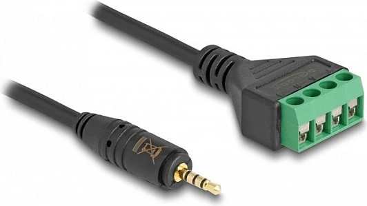 Kabllo adapter DeLOCK 2.5mm 4-Pin në terminal block, 20 cm, e zezë/jeshile