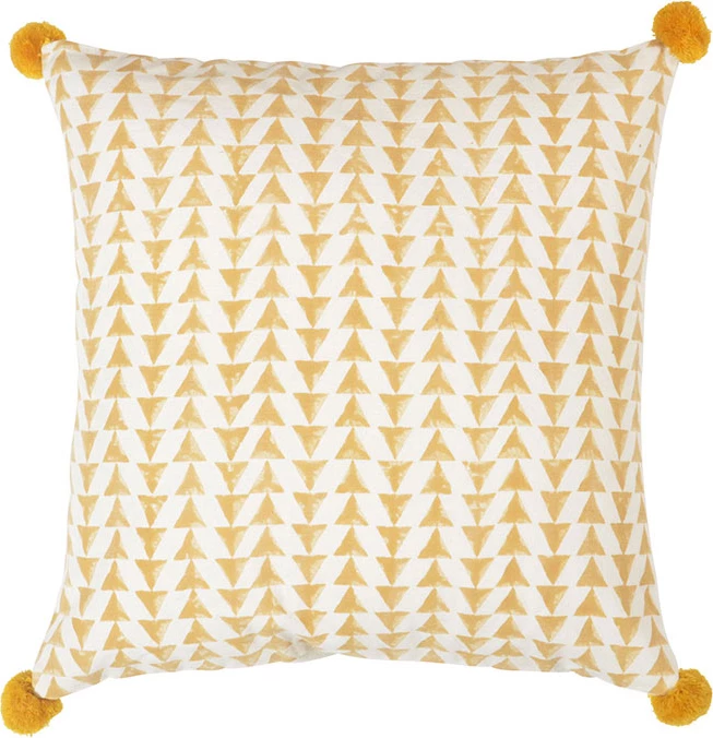 Jastëk dekorativ Dandi 2, pambuk, bardhë-verdhë, 45x45cm