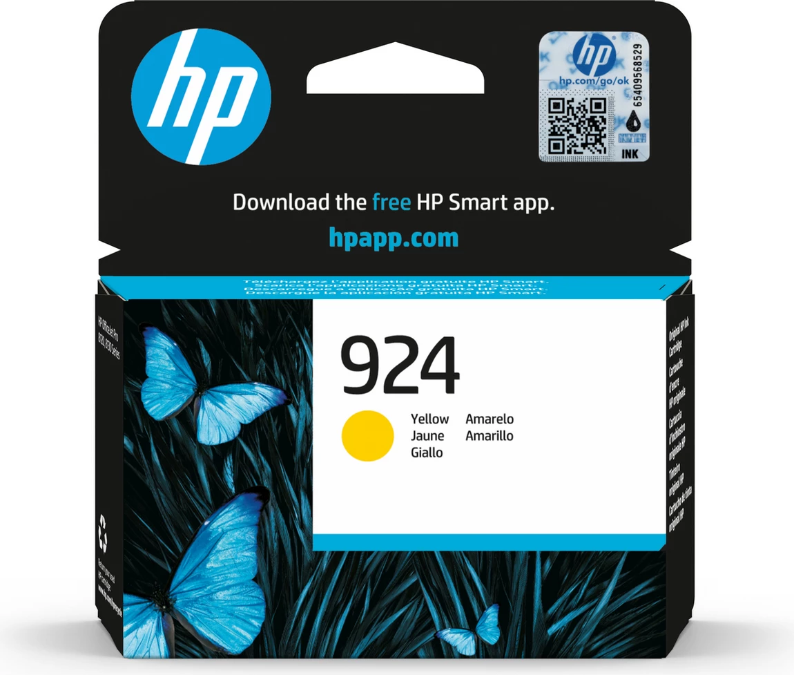 Kartush bojë, HP, 924 (4K0U5NE), rendiment 400 faqe, standard, e verdhë