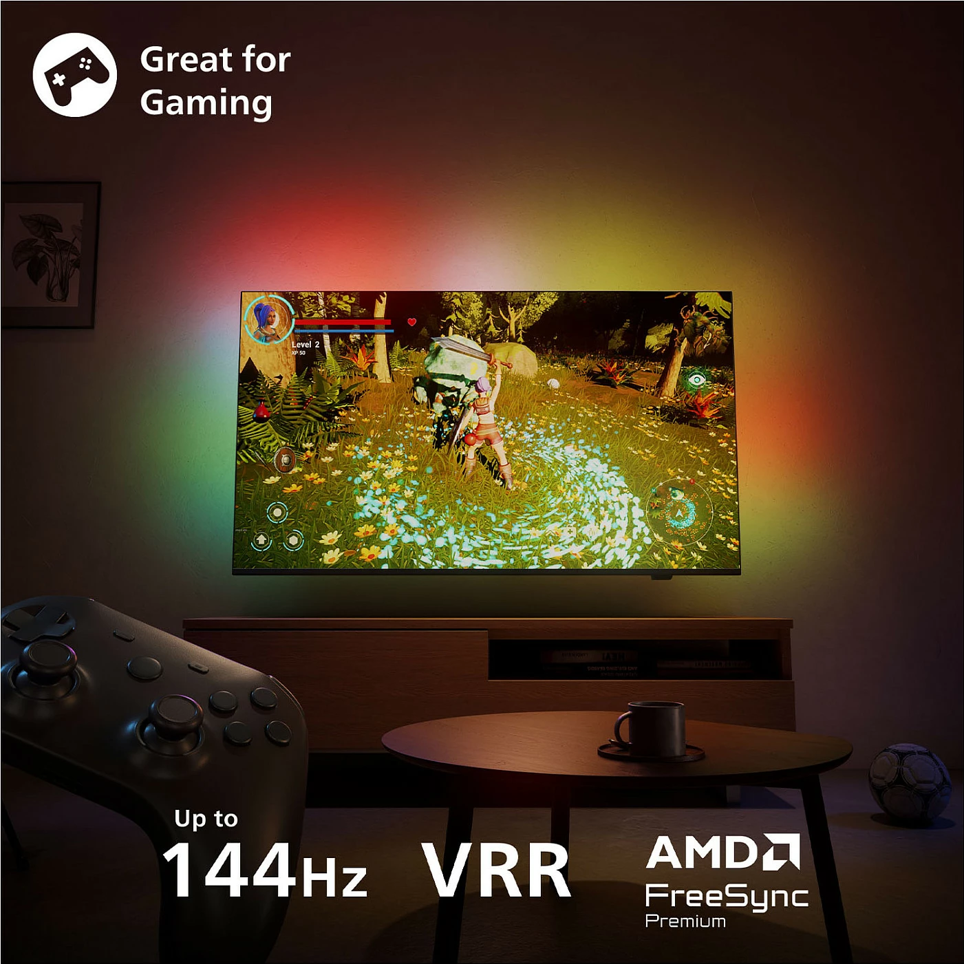 Televizor Philips 75MLED910/12, 75", 4K QD MiniLED, 120Hz/144Hz, Ambilight, HDR10+ Dolby Vision, FreeSync Premium, i zi