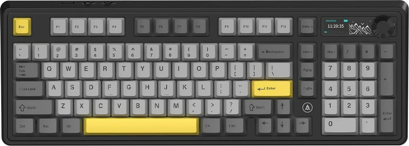 Tastierë mekanike Ajazz AK980 V2, wireless/USB-C, RGB, hot-swap, 98% US ANSI, Gift V2 Switch, gri-zezë me të verdha
