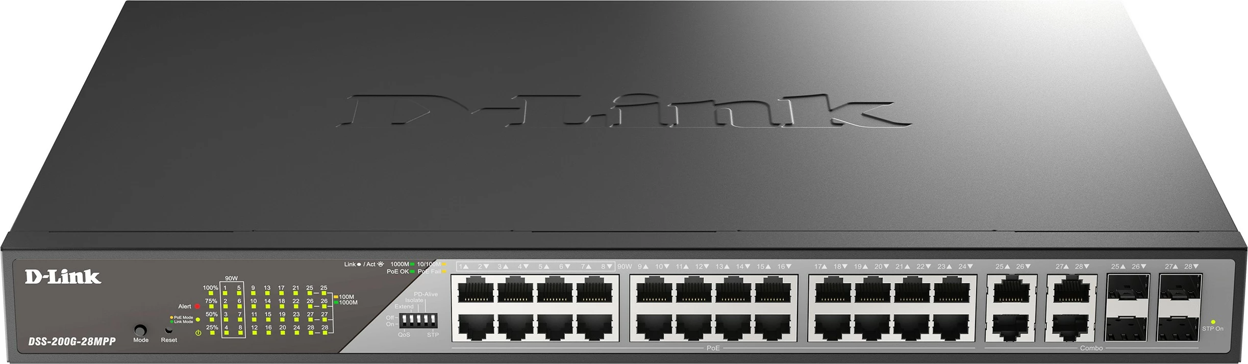 Switch D-Link DSS-200G-28MP, Managed, L2, Gigabit Ethernet, PoE, 1U