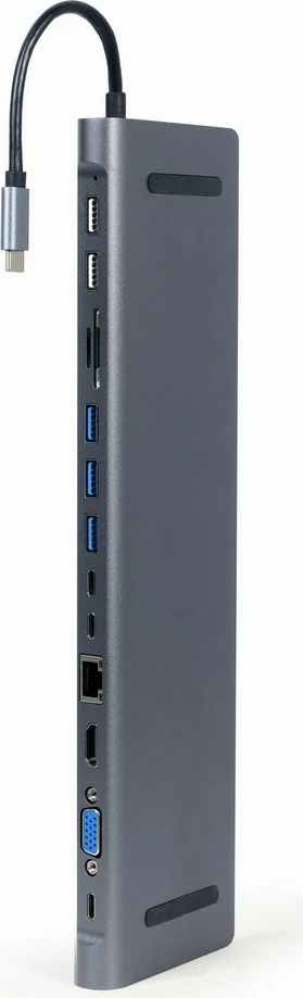 Përshtates USB me shumë porte Gembird A-CM-COMBO9-01, 9x porte, hiri